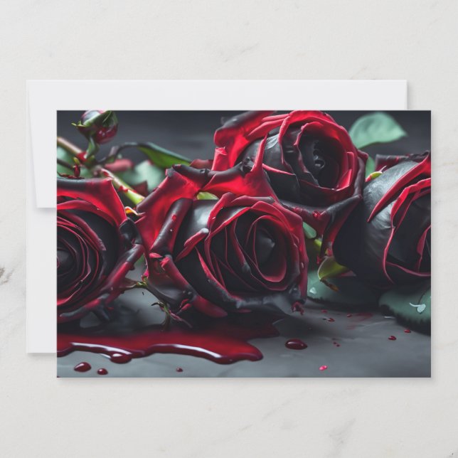 Invitación Halloween de Rosas góticos (Anverso)