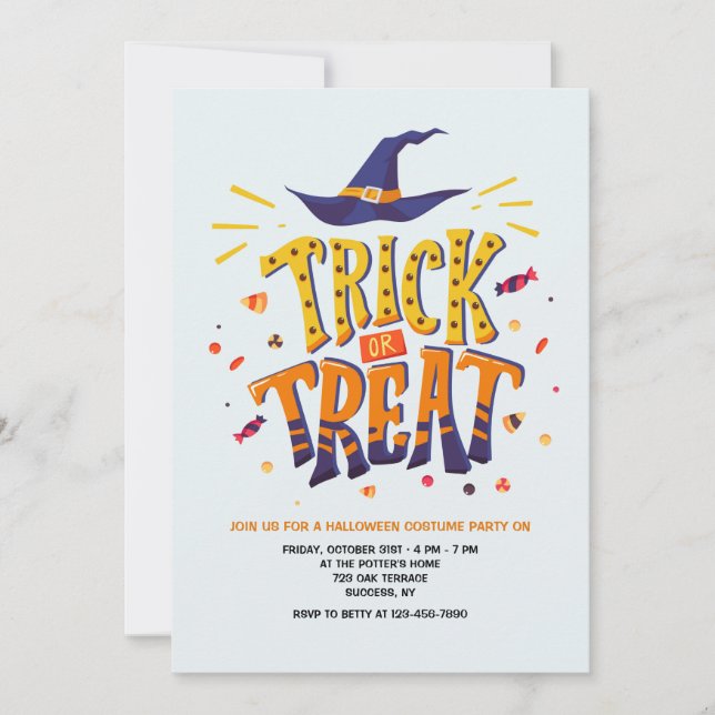 Invitación Halloween de truco o truco (Anverso)