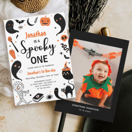 Invitación Halloween de un niño fantasmal primer cumpleaños