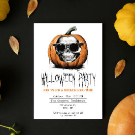 Invitación Halloween del cráneo deslumbrante de Jack O' Lante