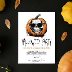 Invitación Halloween del cráneo deslumbrante de Jack O' Lante