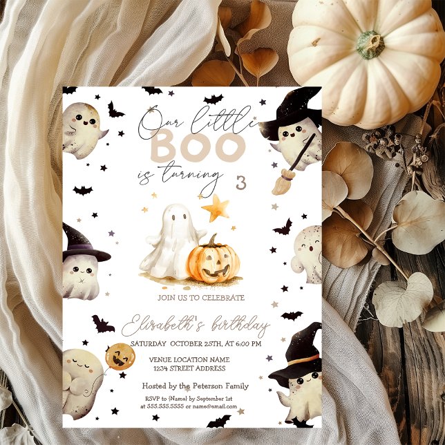 Invitación Halloween del fantasma de la calabaza acuarela (Subido por el creador)