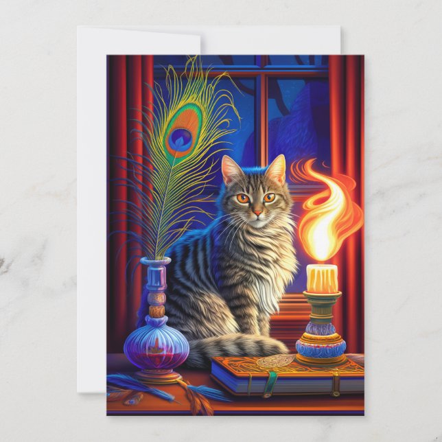 Invitación Halloween del Gato Mágico y el Fantasma de las Art (Anverso)