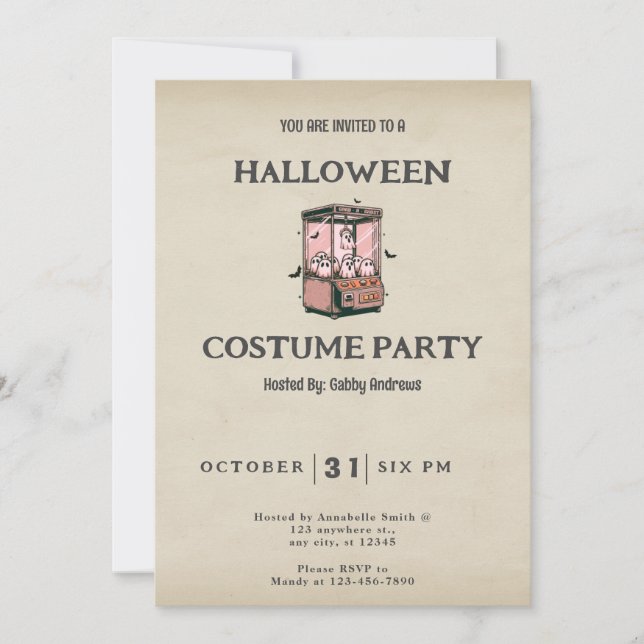 Invitación Halloween del juego de cuerdas fantasma con divers (Anverso)