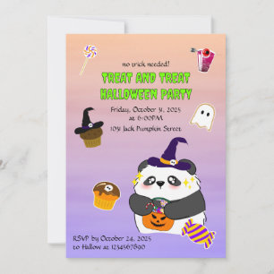 Invitación Halloween desgraciada bebé panda truco o tratamien