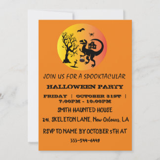 Invitación Halloween Dinosaur Spooky T-Rex Halloween Party