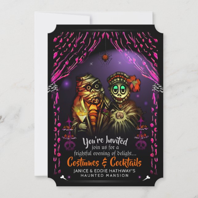 Invitación Halloween: Disfraces momificados y cócteles (Anverso)