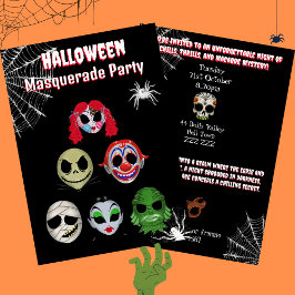 Invitación Halloween disfraz de parte enmascarada