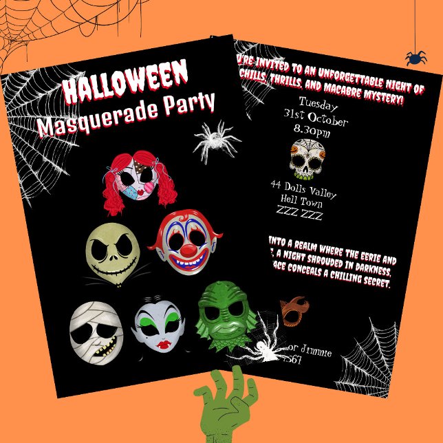 Invitación Halloween disfraz de parte enmascarada (Subido por el creador)