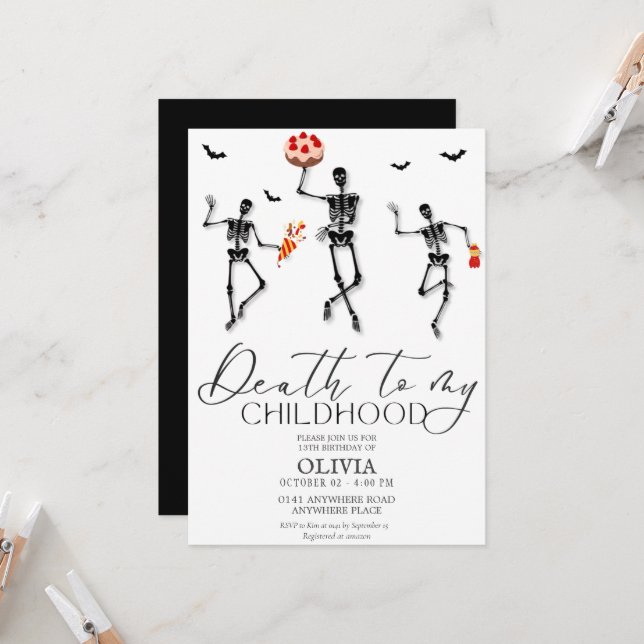 Invitación Halloween divertido cumple 13 años (Anverso/Reverso In Situ)