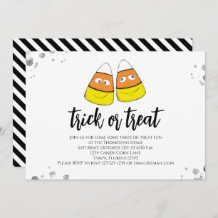 Invitación Halloween Divertido Trick O Trato De Candy Corn