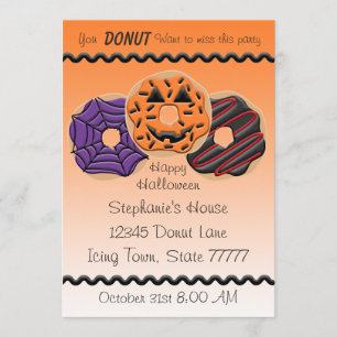 Invitación Halloween Donut Birday Party Bake 5x7