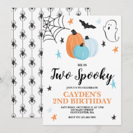 Invitación Halloween DOS Espeluznante Cumpleaños 2 Calabazas