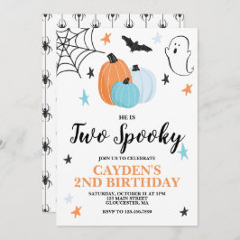 Invitación Halloween DOS Espeluznantes Calabazas Azules de cu