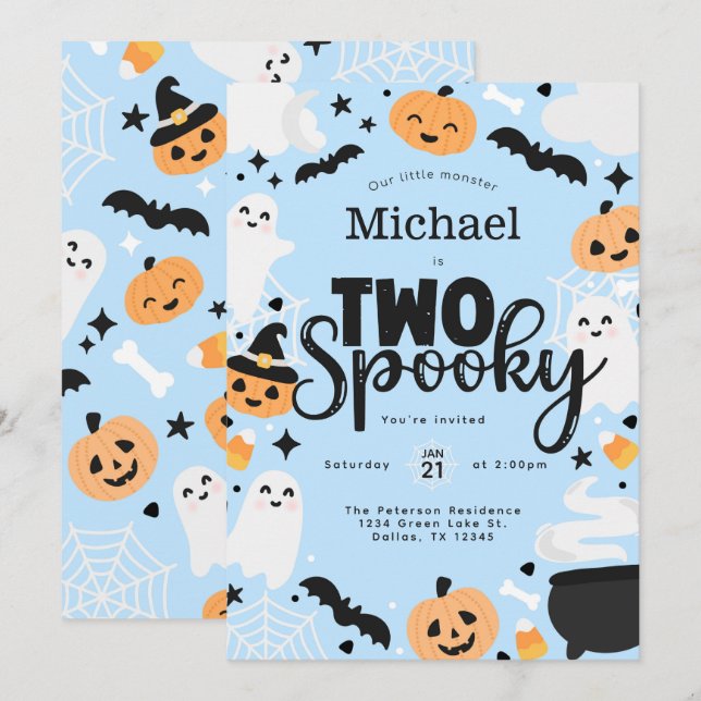 Invitación Halloween Dos Famosos Fiestas de cumpleaños (Anverso / Reverso)