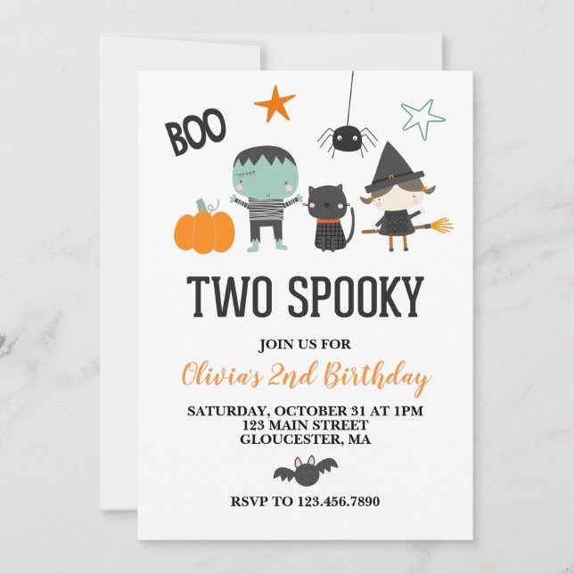 Invitación Halloween dos niños fantasmales Cumpleaños (Anverso)