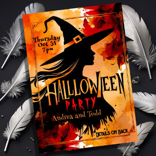 Invitación Halloween editable de la coloración de la silueta