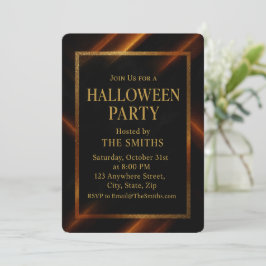 Invitación Halloween elegante de lujo negro y dorado