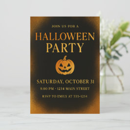 Invitación Halloween elegante de lujo negro y dorado