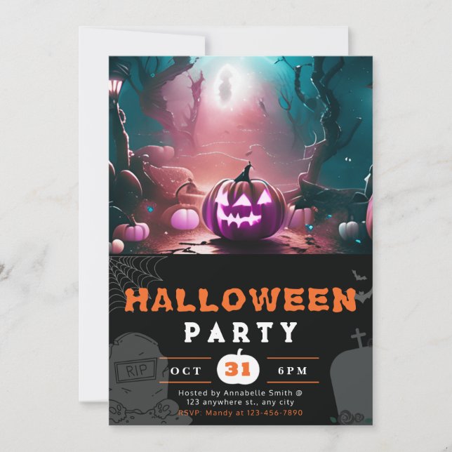 Invitación Halloween en el bosque de Lantern de Scary Jack-O (Anverso)