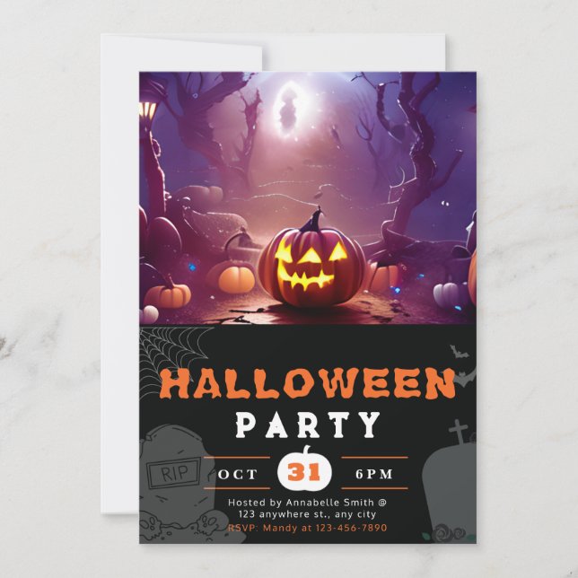Invitación Halloween en el bosque de Lantern de Scary Jack-O (Anverso)