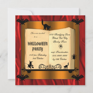 Invitación Halloween en el libro de deletreo de brujas
