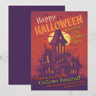 Invitación Halloween en la casa de fantasía