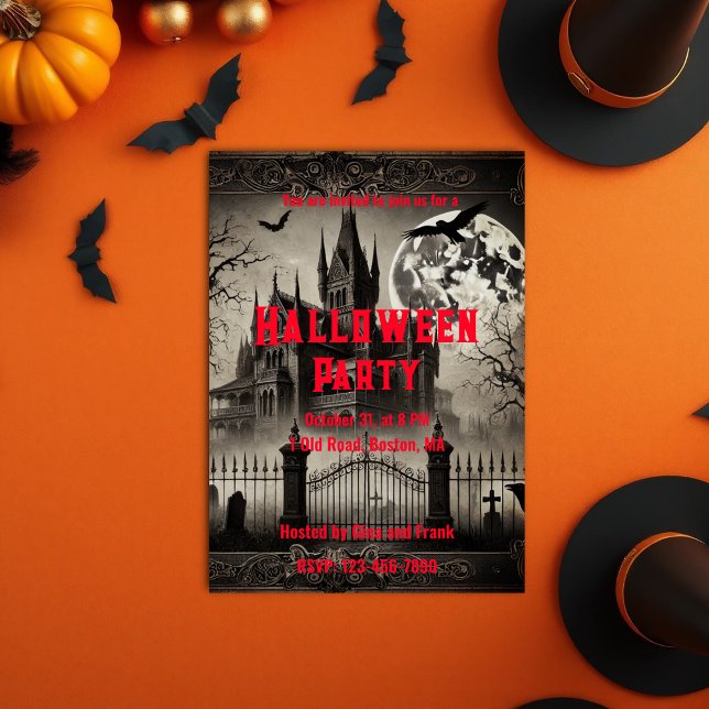 Invitación Halloween en la Casa Victoriana (Haunted House Victorian Vintage Halloween Party Invitation)