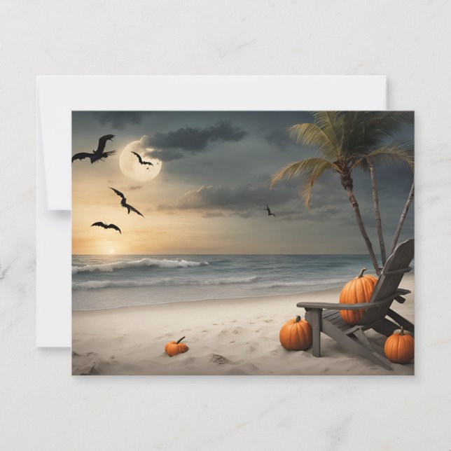 Invitación Halloween en la playa - Blank Notecard (Anverso)