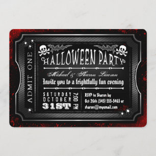 Invitación Halloween Entrada de boletos de entrada para negro