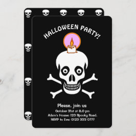 Invitación Halloween espeluznante calavera sobre la invitació