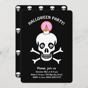 Invitación Halloween espeluznante calavera sobre la invitació