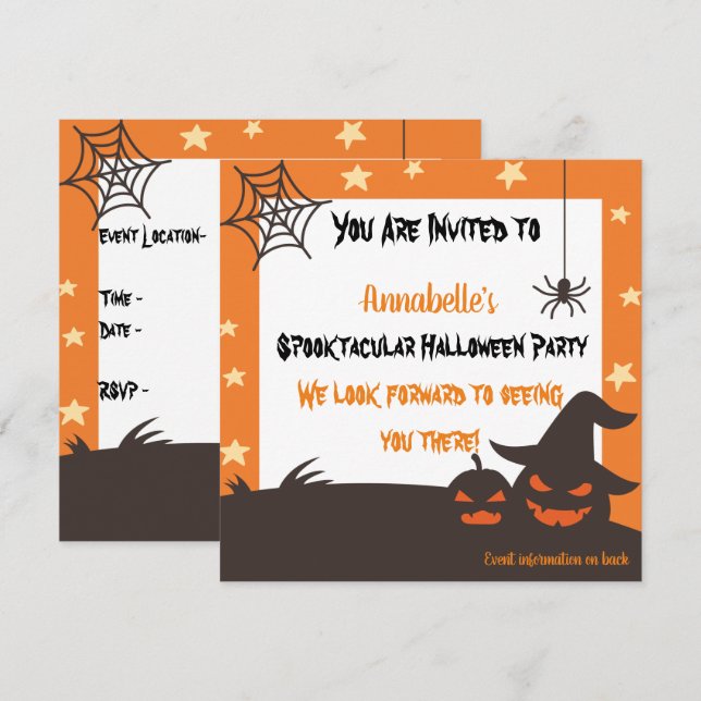 Invitación Halloween Espeluznante Personalizado (Anverso / Reverso)