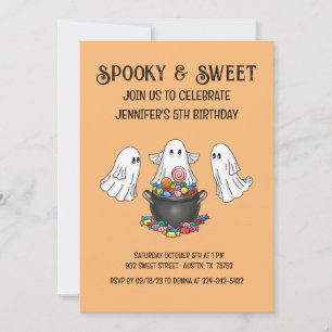 Invitación Halloween espeluznante y dulce