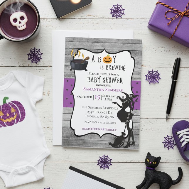 Invitación Halloween está preparando Baby Shower para brujas (Subido por el creador)