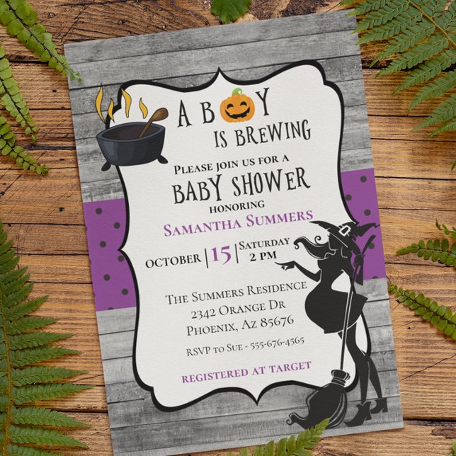 Invitación Halloween está preparando Baby Shower para brujas (Subido por el creador)