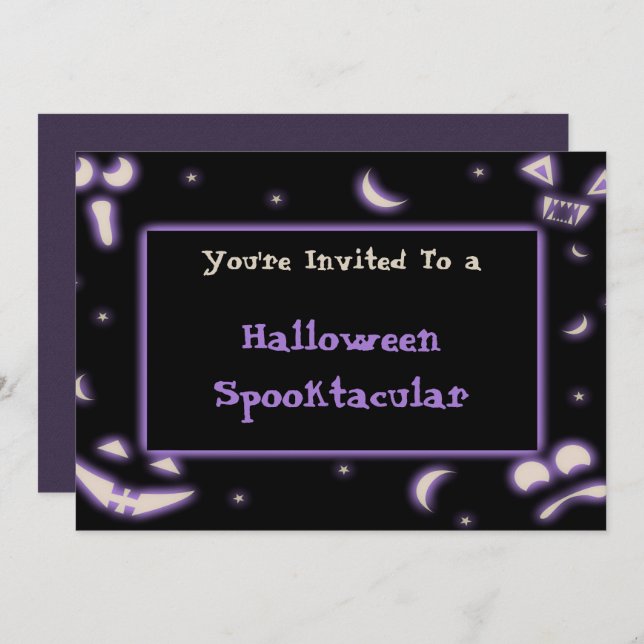 Invitación Halloween Faces (Anverso / Reverso)