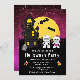 Invitación Halloween Fancy Vestir Fiesta Mummy Pink