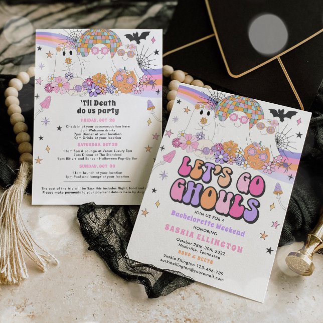 Invitación Halloween Fantasma Bachelorette Let's Go Ghouls (Subido por el creador)