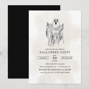 Invitación Halloween fantasma de la Hoja de Bosques de Spooky