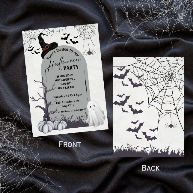 Invitación Halloween Fantasma Gris Negra De Gran Espada (Subido por el creador)