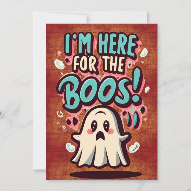 Invitación Halloween: Fantasma lindo, "¡Estoy aquí por los ab (Anverso)