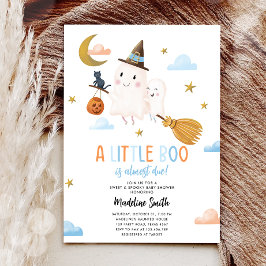 Invitación Halloween Fantasma Pequeño Boo Spooky Boy Baby Sho
