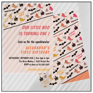Invitación Halloween fantasma traviesa 1er cumpleaños
