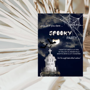 Invitación Halloween fantasmal con Fiesta nocturno de murciél