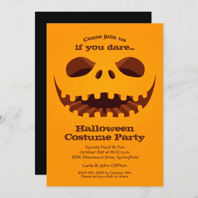 Invitación Halloween fantasmal de Jack o' Lantern (Anverso / Reverso)