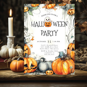 Invitación Halloween fantasmal de Jack O'Lantern