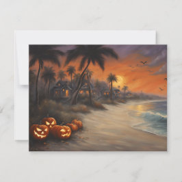 Invitación Halloween fantasmal en la playa - Blank Notecard