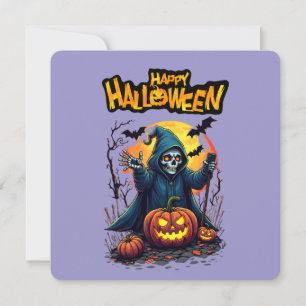 Invitación Halloween: Fantasmas y familia de calabazas