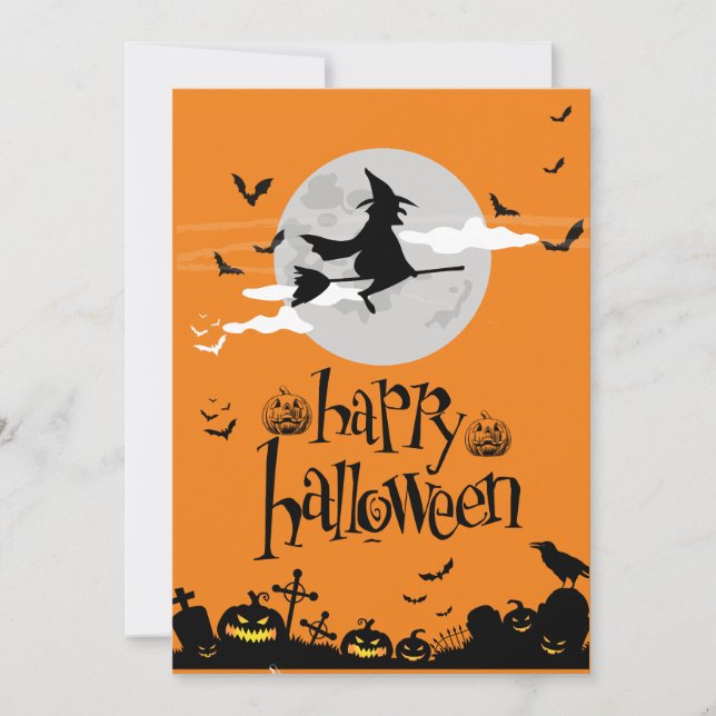 Invitación Halloween feliz naranja (Anverso)